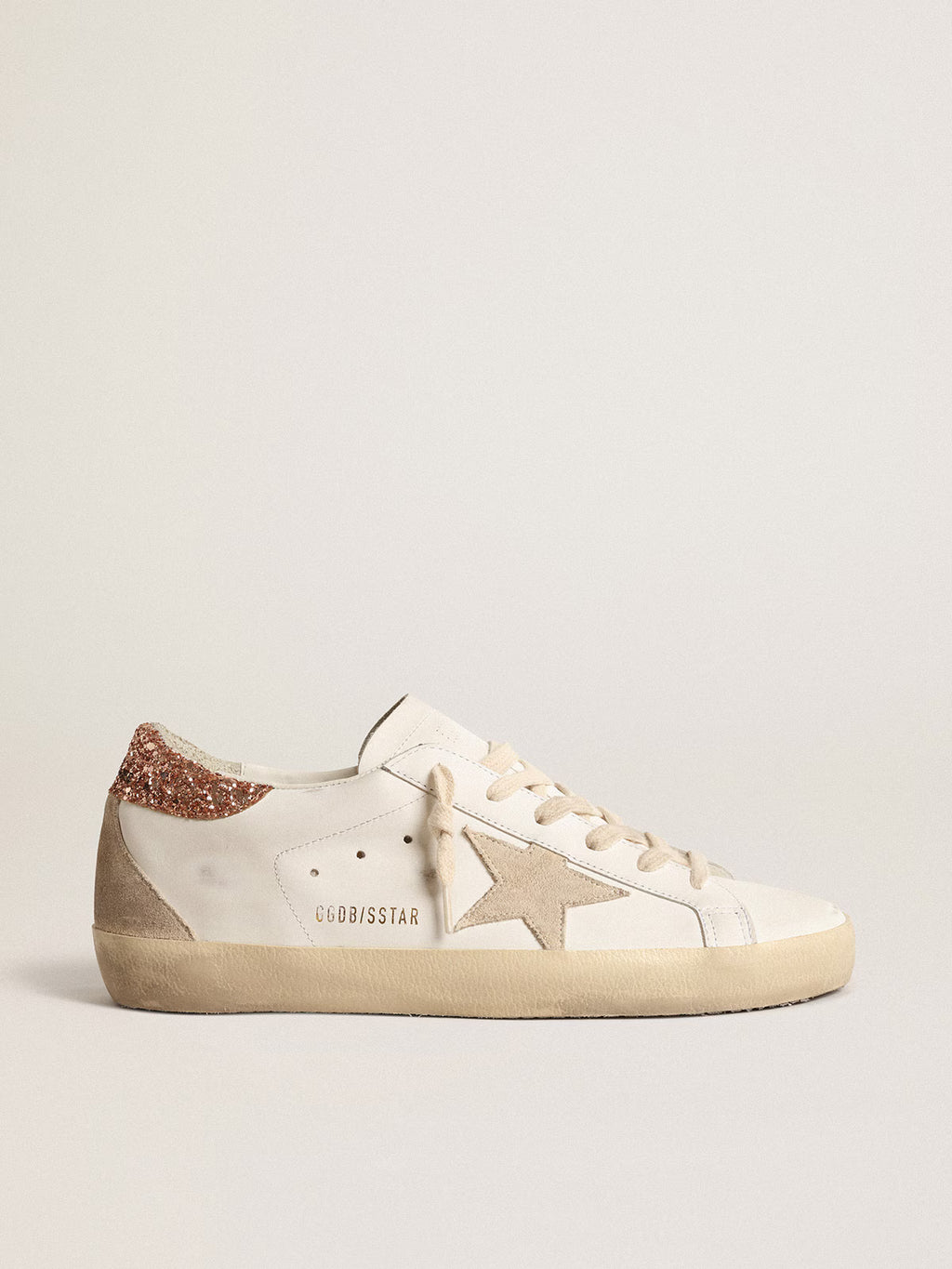 Super-Star avec étoile en daim et contrefort à paillettes rose pêche