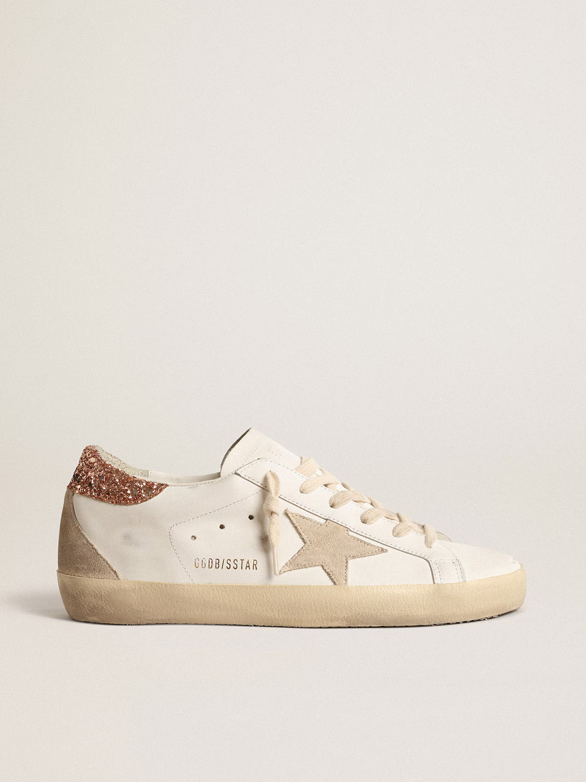 Super-Star avec étoile en daim et contrefort à paillettes rose pêche